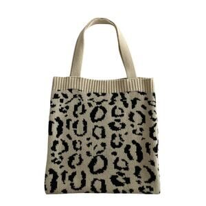 Vtg Womens Knitted Shoulder Tote Bag Sweater Purse Animal Print 14 X 14.5 EUC